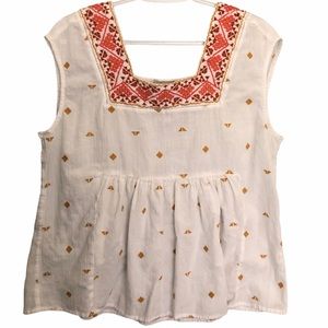 Lucky Brand Boho Babydoll Top L